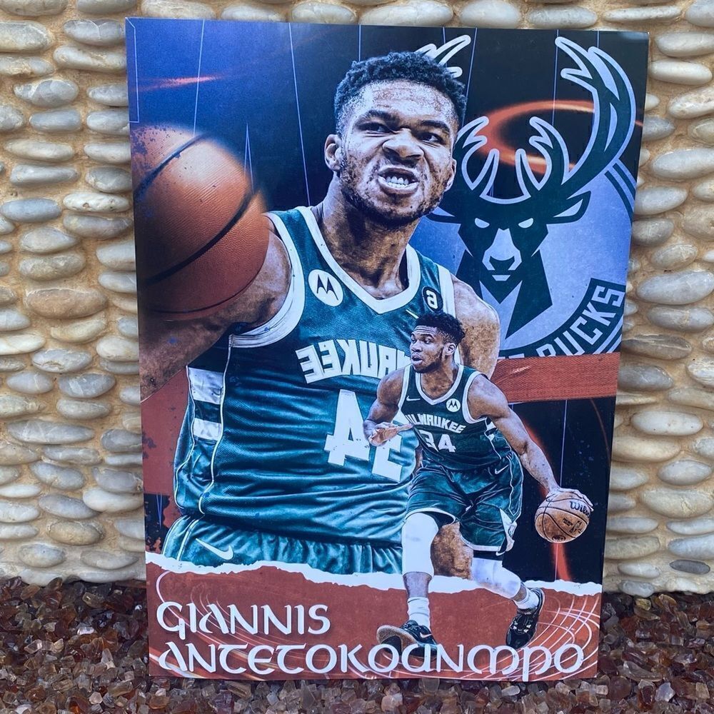 New Giannis Antetokounmpo Milwaukee Bucks Basketball Poster 16.5" x 12" Wall Art